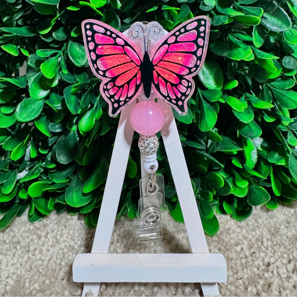 Pink Butterfly Badge Reel